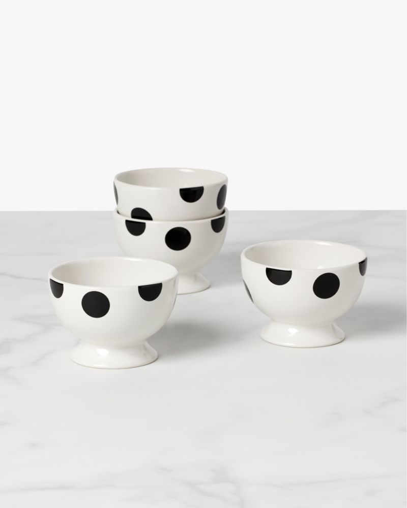 Kate Spade,On The Dot 4-piece Footed Dessert Bowl Set,White