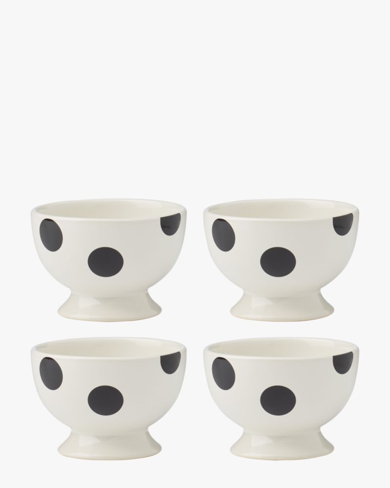 Kate Spade,On The Dot 4-piece Footed Dessert Bowl Set,Bowl,Stoneware,Pattern,Set,