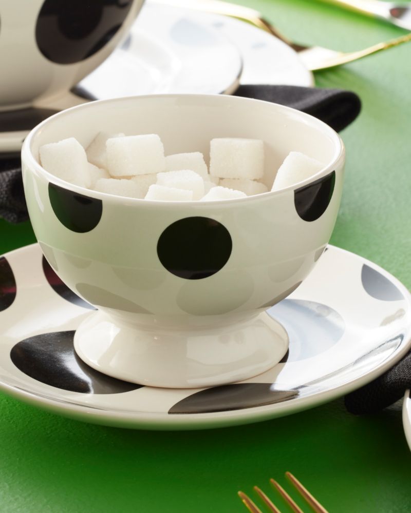 Kate Spade,On The Dot 4-piece Footed Dessert Bowl Set,Bowl,Stoneware,Pattern,Set,