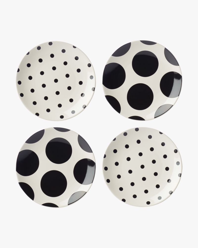 Kate Spade,On The Dot 4-piece Tidbit Plate Set,White
