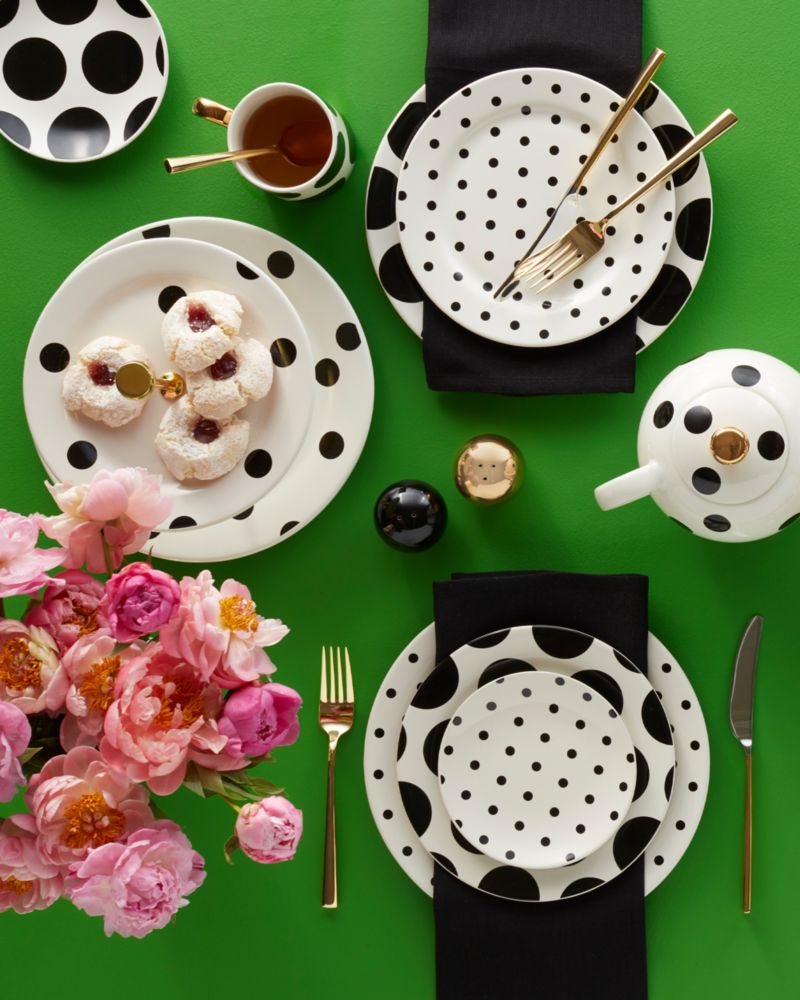Kate Spade,On The Dot 4-piece Tidbit Plate Set,