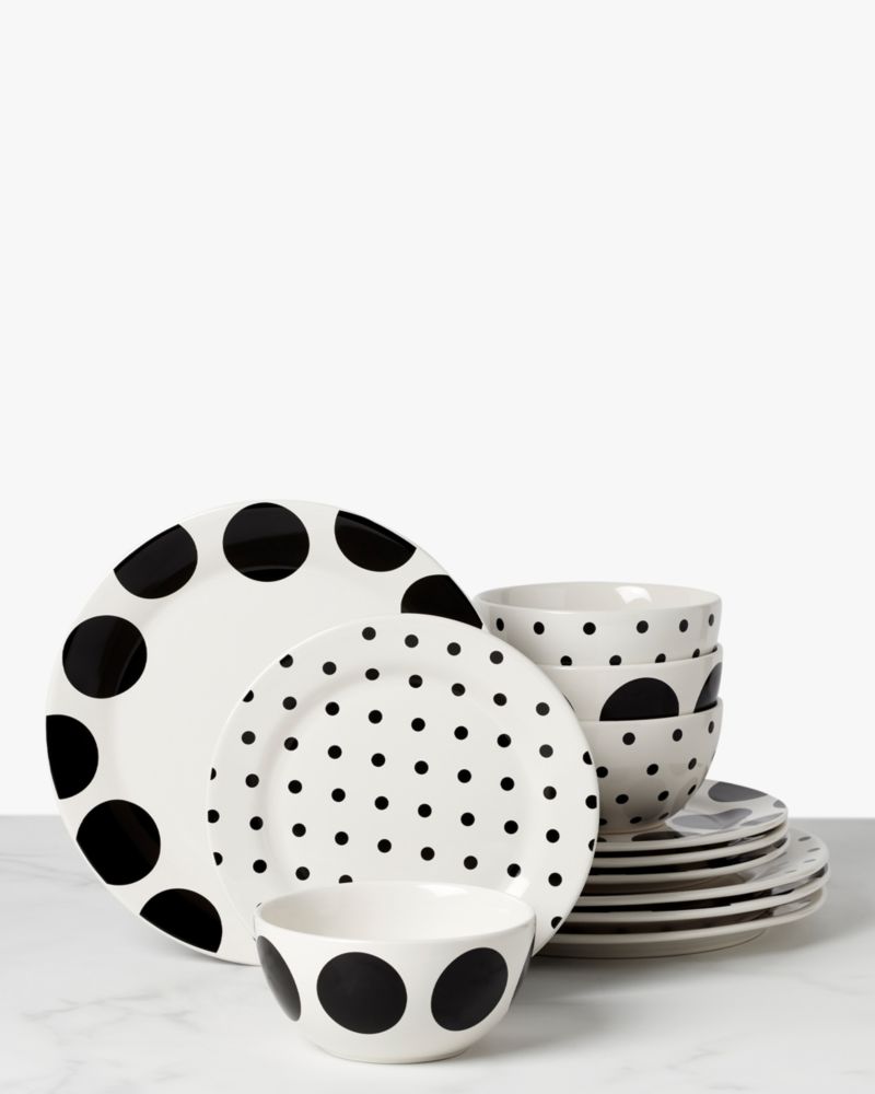 Kate Spade,On the Dot 12-piece Assorted Dinnerware Set,White