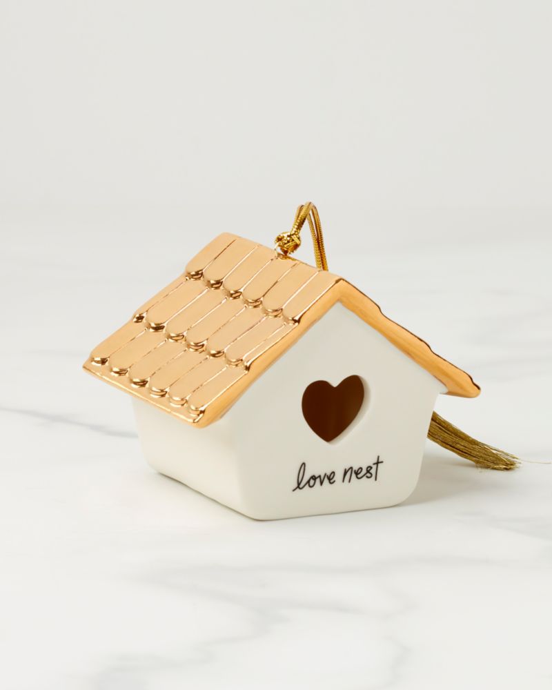 Kate Spade,Be Jolly First House Ornament,White
