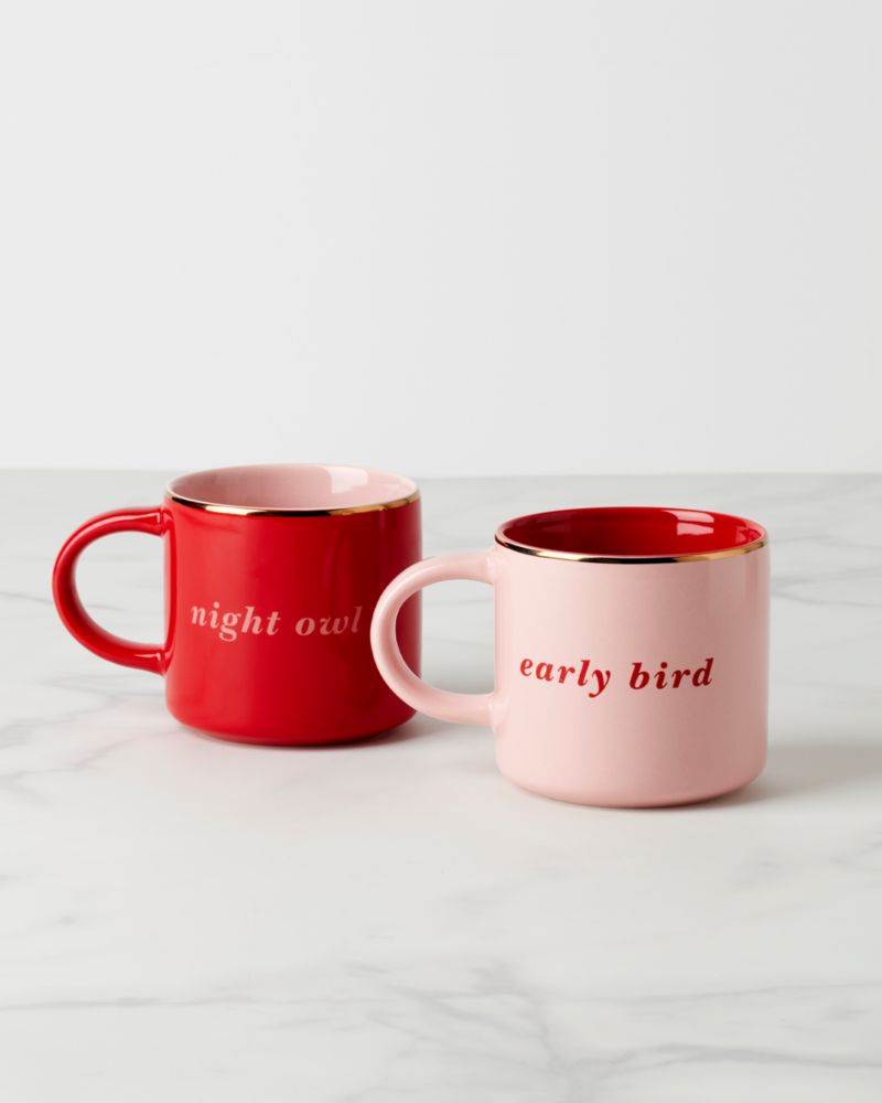 Kate Spade,Two Of A Kind Early Bird & Night Owl Mug Set,Multi Color