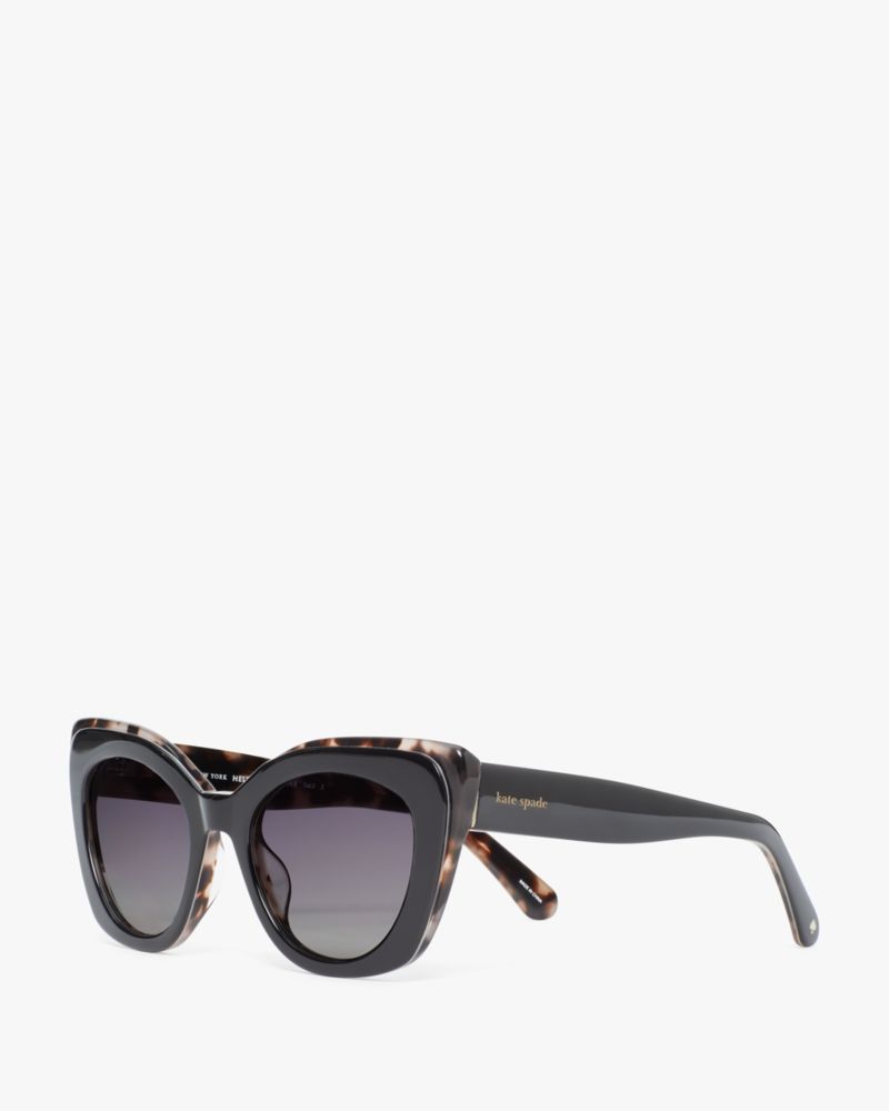 Kate Spade,Marigold Sunglasses,Cat Eye,Acetate,Pattern,Logo,Word Embellishment,Integrated Nose Pads,Casual,Gray