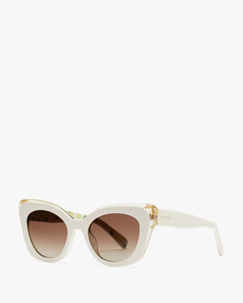 Kate Spade,Marigold Sunglasses,Cat Eye,Acetate,Pattern,Logo,Word Embellishment,Integrated Nose Pads,Casual,Brown