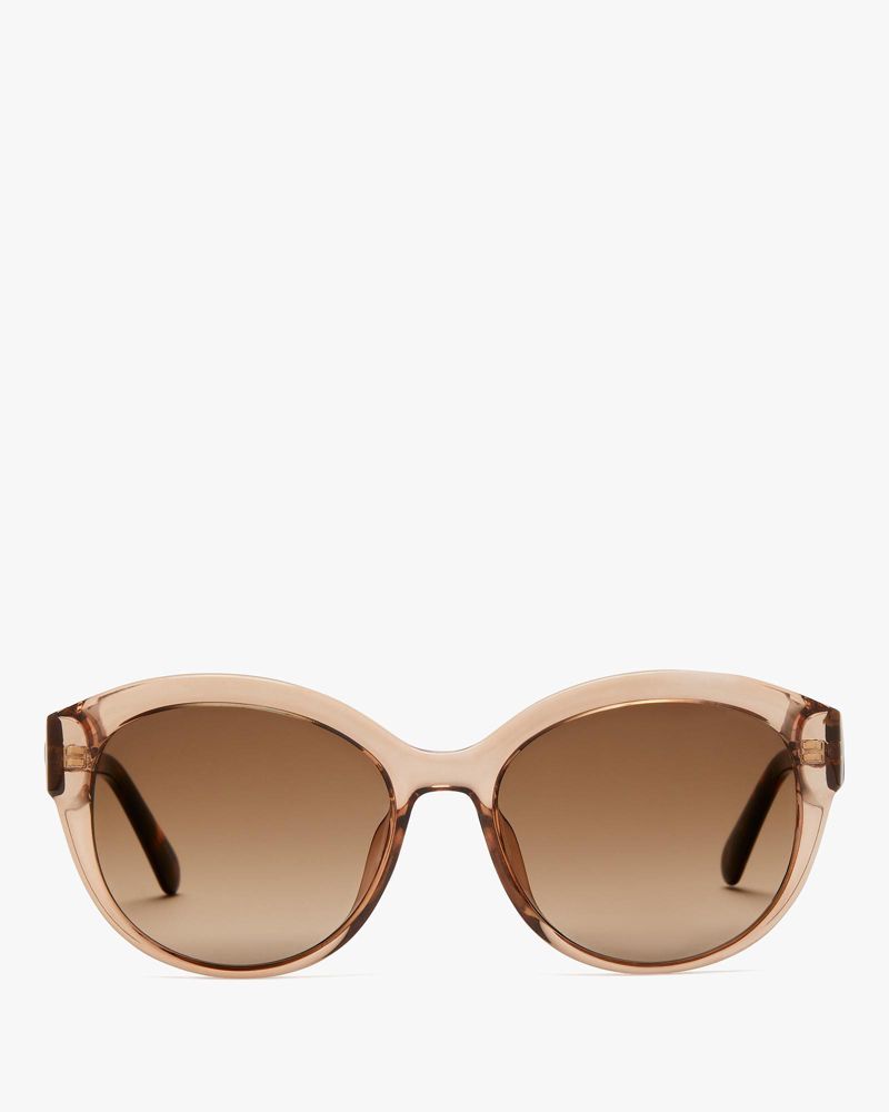 Kate Spade,Matera Sunglasses,Cat Eye,Acetate,Logo,Pattern,Metal,Integrated Nose Pads,Casual,Brown