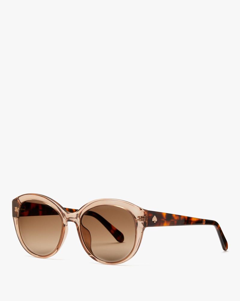 Kate Spade,Matera Sunglasses,Cat Eye,Acetate,Logo,Pattern,Metal,Integrated Nose Pads,Casual,Brown