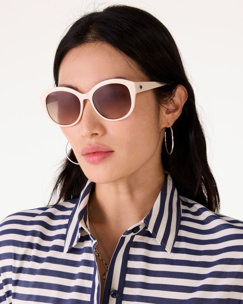 Kate Spade,Matera Sunglasses,Round,Polycarbonate,Logo,Integrated Nose Pads,Casual,Brown