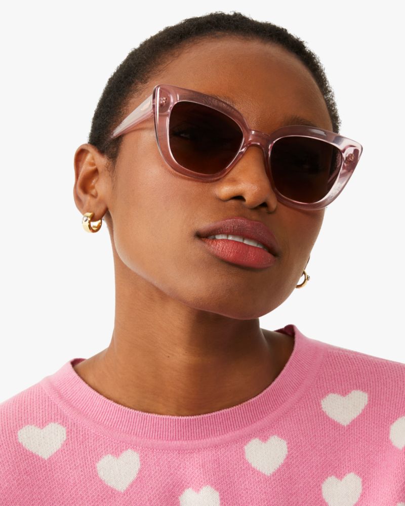 Kate Spade,Mellie Sunglasses,Cat Eye,Logo,Integrated Nose Pads,Casual,Brown