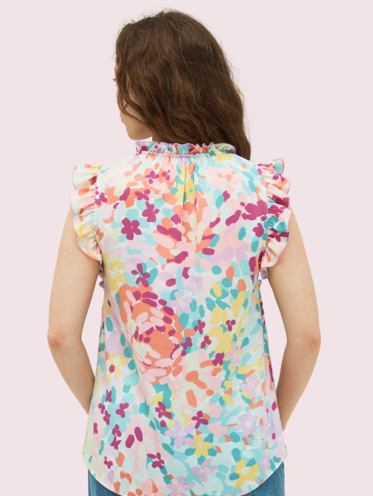 Kate Spade,painted petals tie-neck shell,