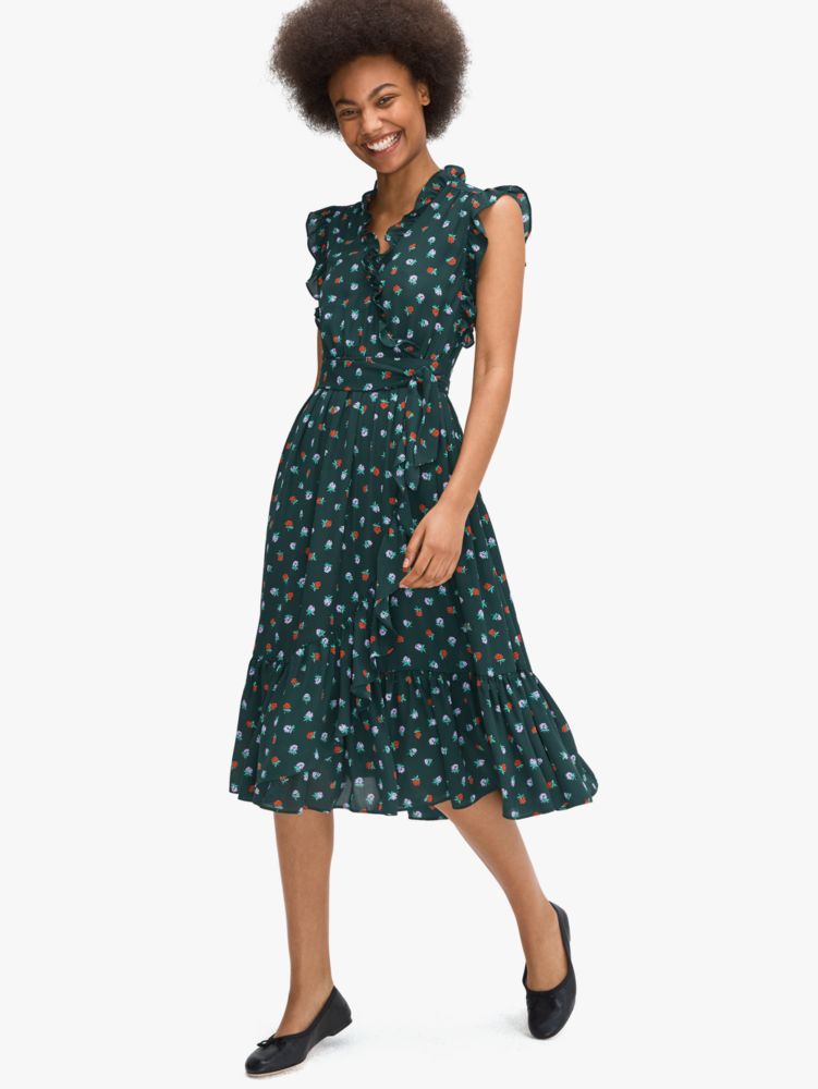 Kate Spade,blackberry ruffle wrap dress,Pine Grove