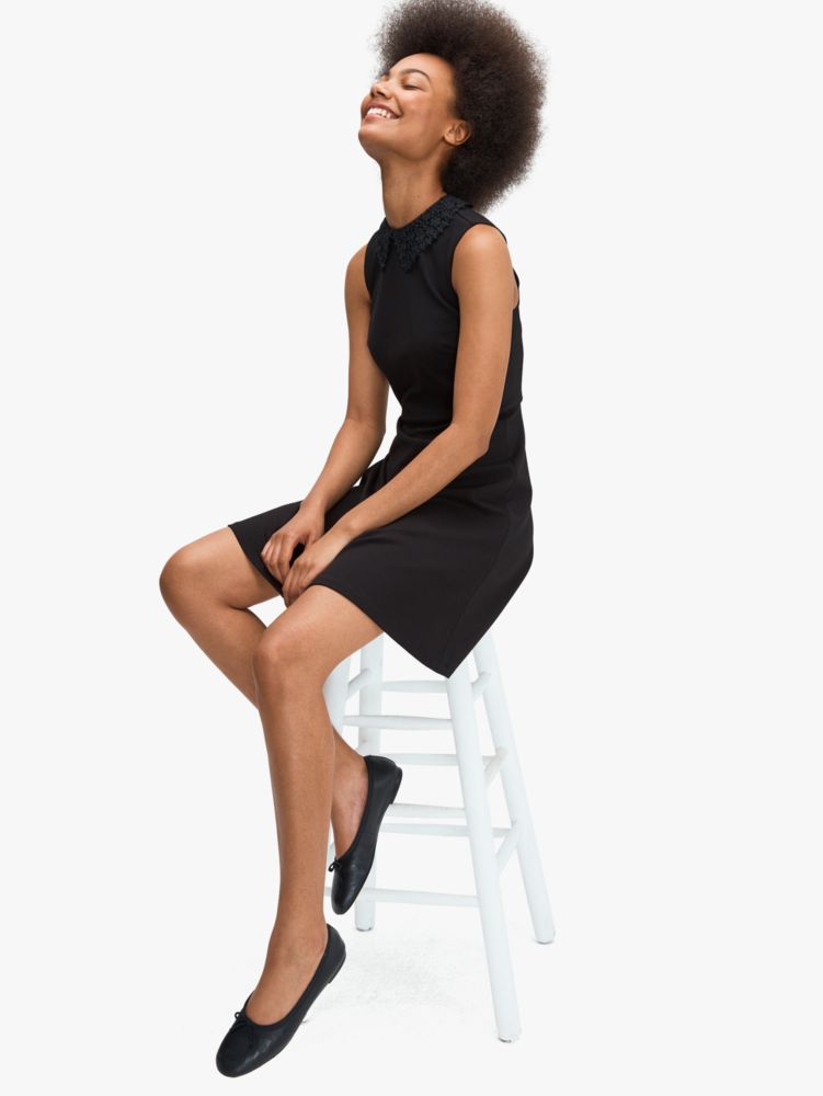 Kate Spade,lace collar ponte dress,Black/Glitter