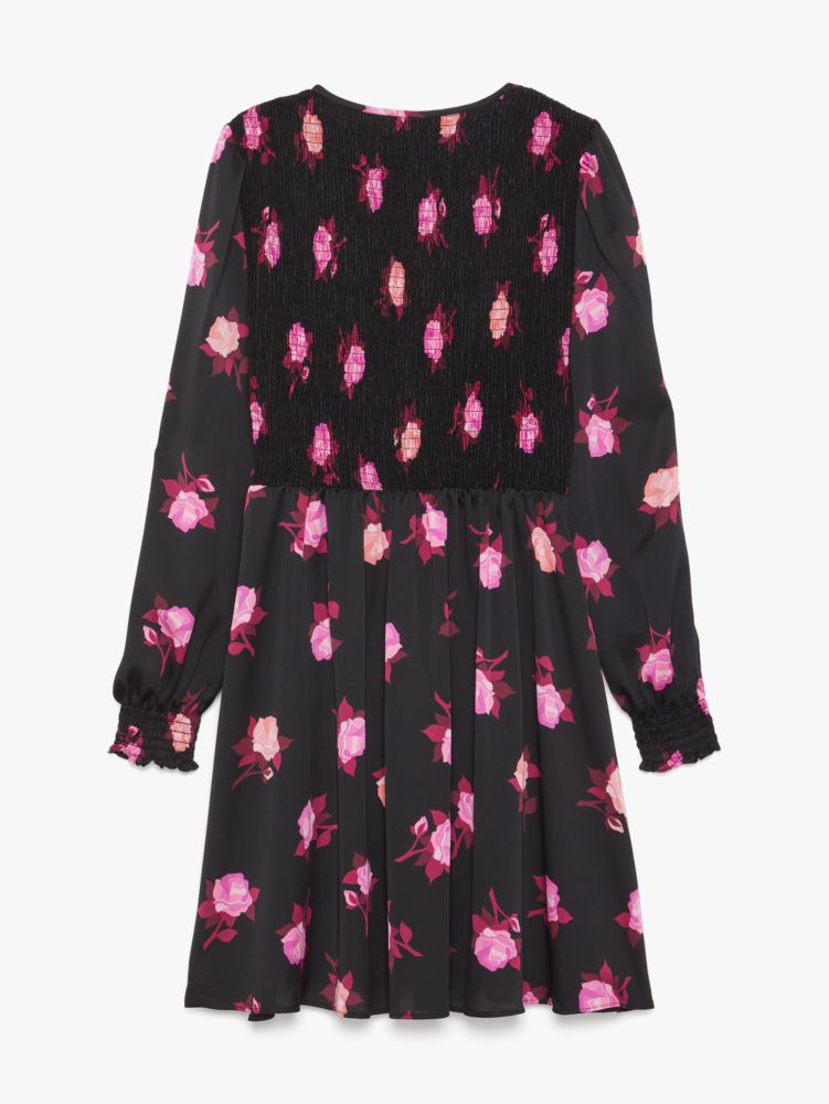 Kate Spade,Rose Garden Smocked Satin Dress,