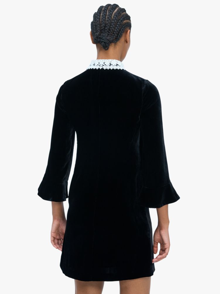 Jewel-button Velvet Shirtdress, , Product