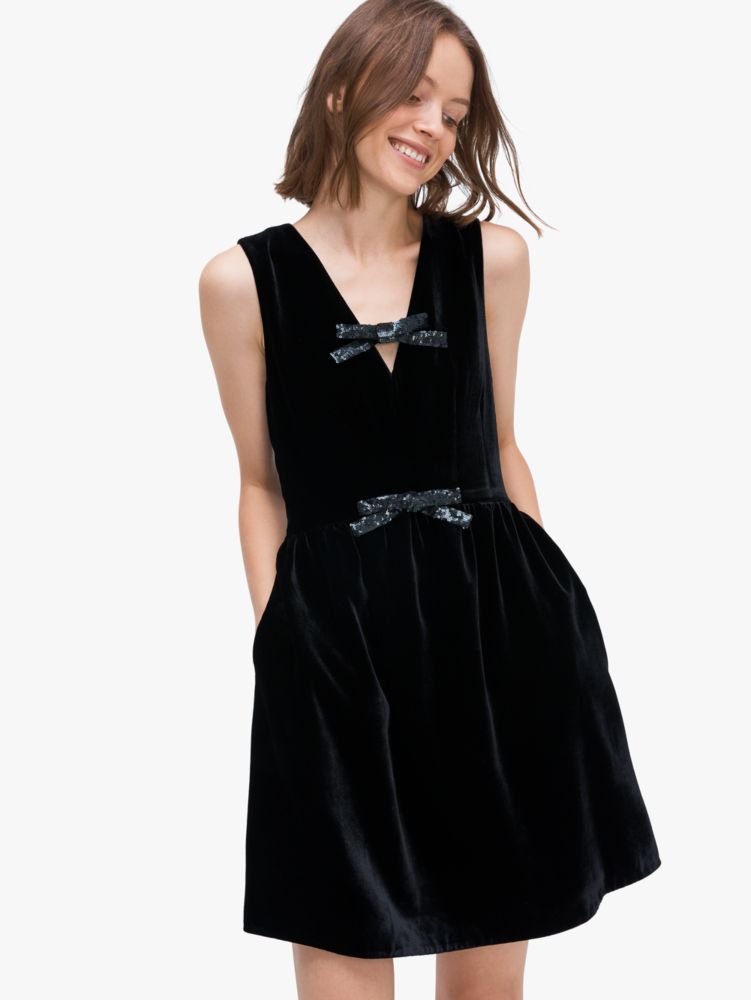 Sequin Bow Velvet Dress