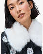 Kate Spade,cat dot jacquard removable fur collar coat,jackets & coats,Black / Glitter