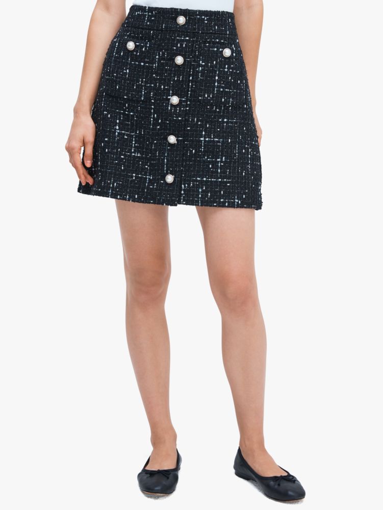 Kate Spade,embellished tweed skirt,skirts,Black / Glitter