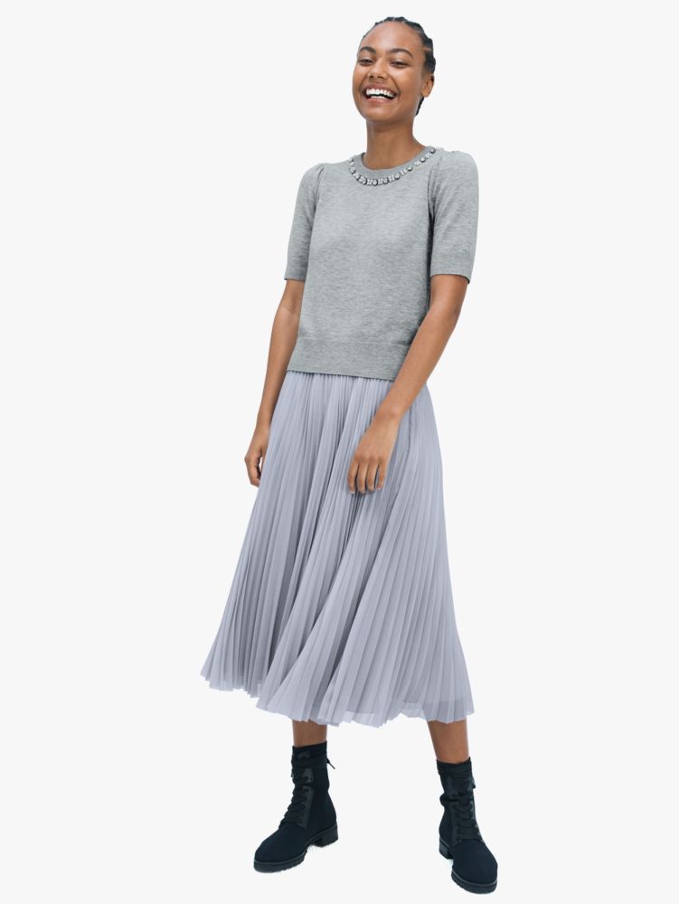 Pleated midi 2025 skirt grey