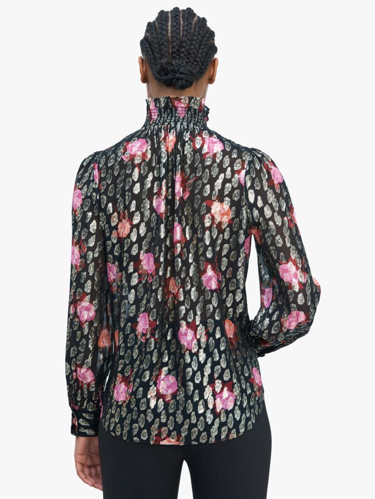 Kate Spade,rose garden smocked neck top,tops & blouses,