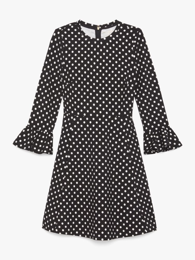 Kate Spade,Domino Dot Flounce Sleeve Ponte Dress,
