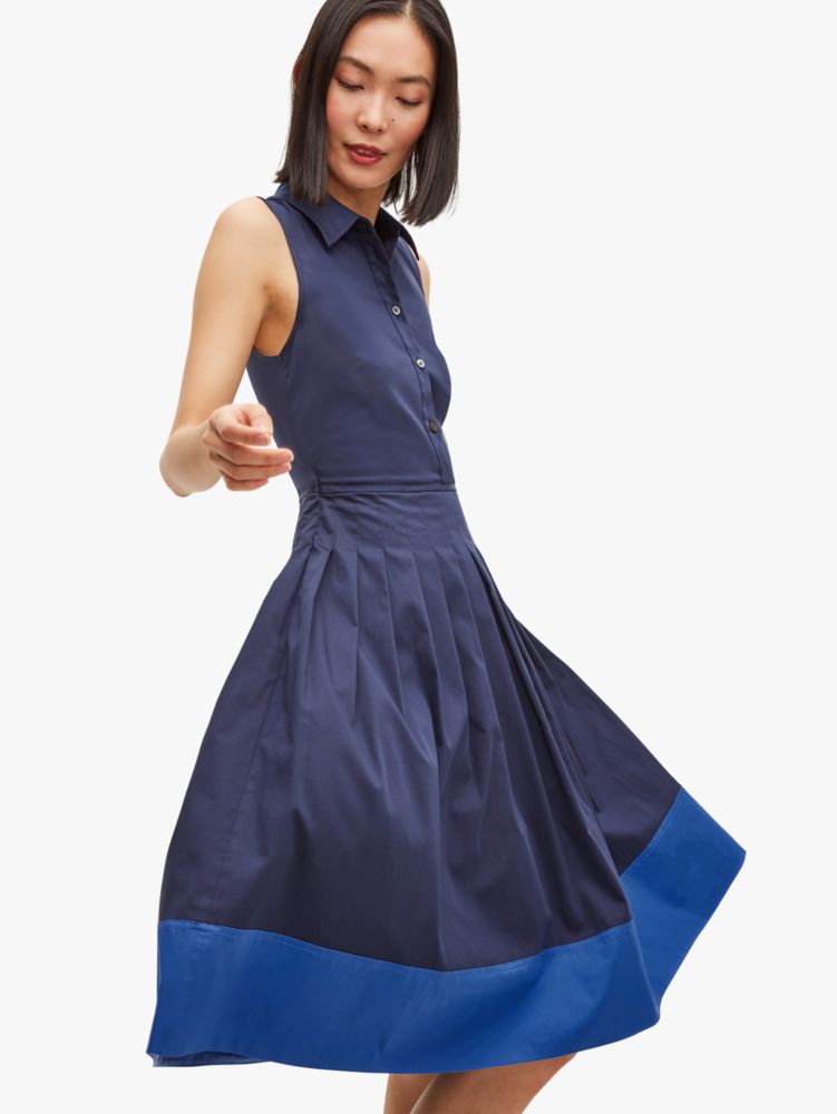 Poplin Colorblock Shirtdress, , Product