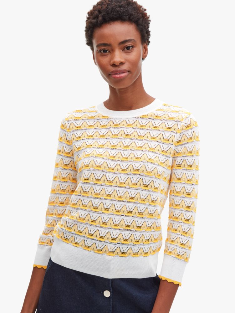 Kate Spade,Striped Pointelle Sweater,