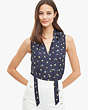 Kate Spade,dainty bloom shell,tops & blouses,Light Adriatic Blue