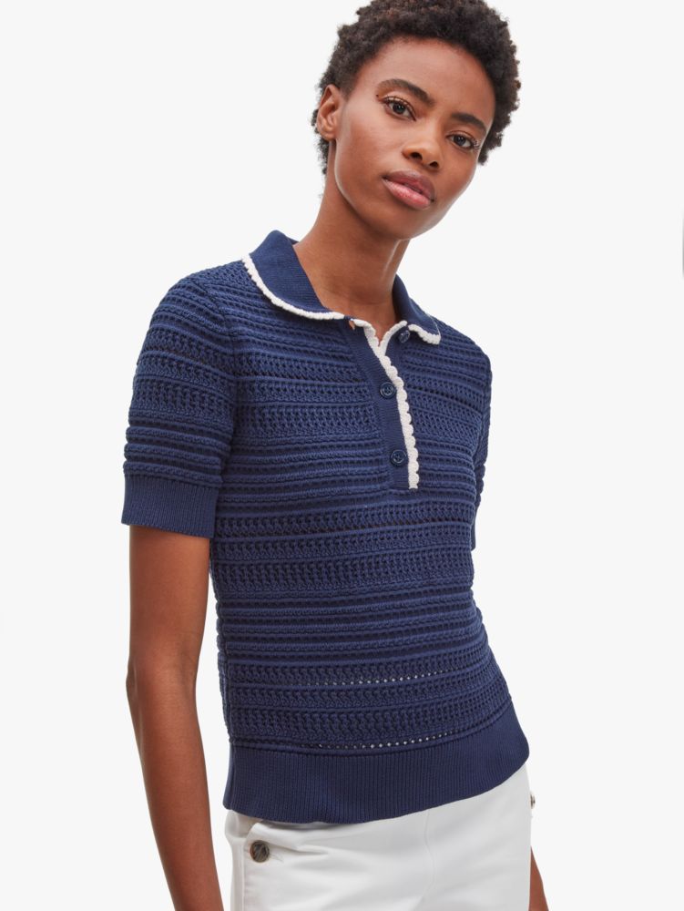 Rib-Knit Polo Sweater