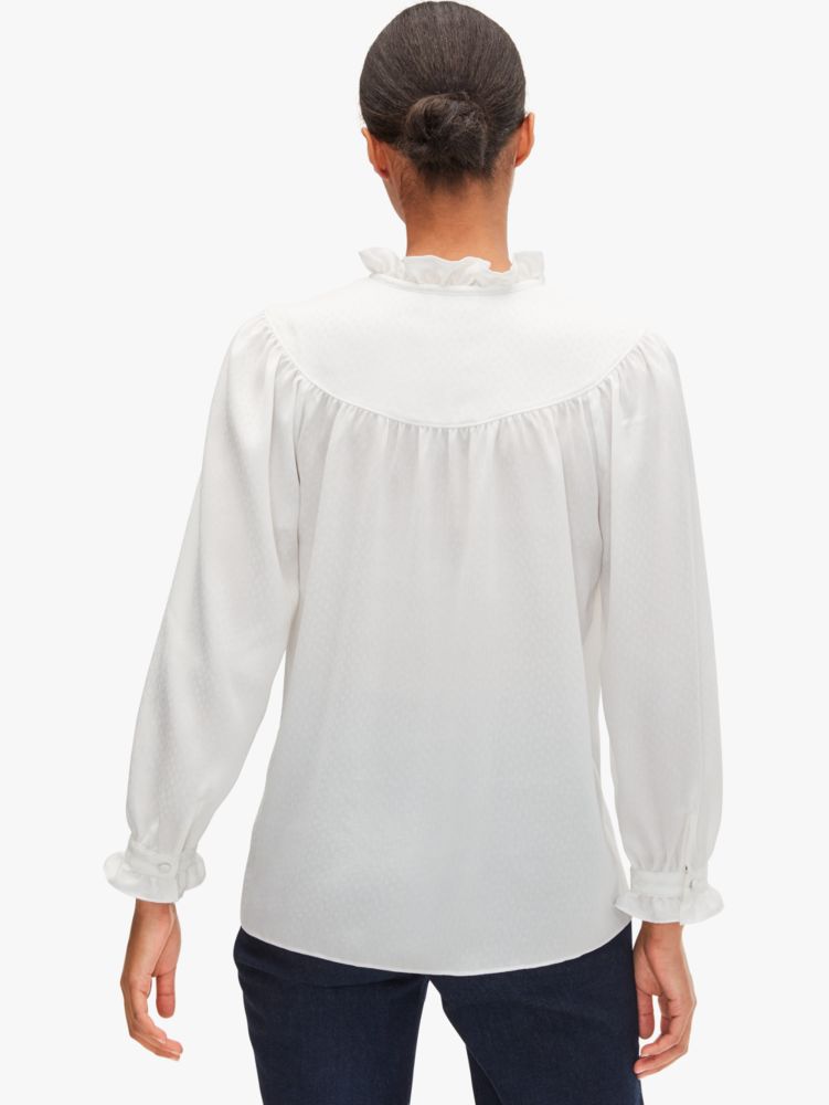 Kate Spade,fluid jacquard top,tops & blouses,French Cream