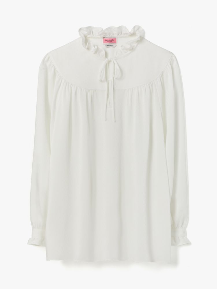 Kate Spade,fluid jacquard top,tops & blouses,French Cream