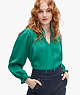 Kate Spade,fluid jacquard top,tops & blouses,Ancient Emerald Metallic