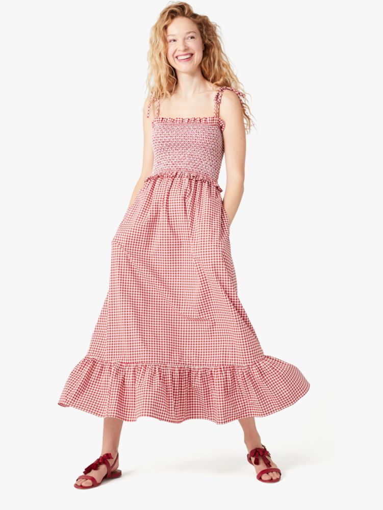 Kate Spade,mini gingham smocked-bodice dress,Lava Falls