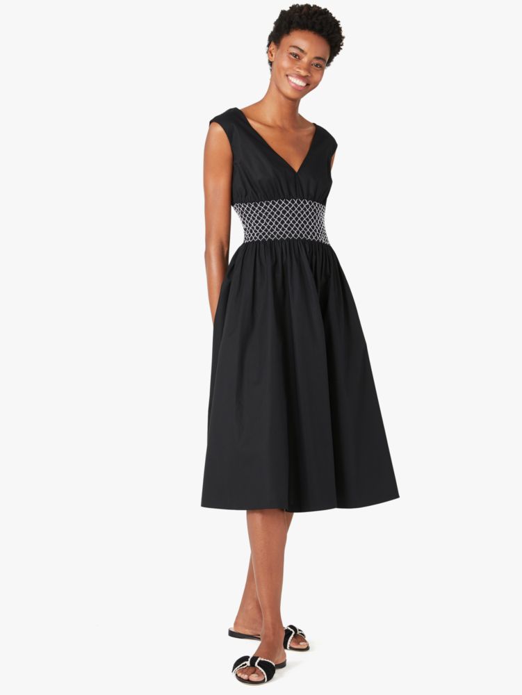 Kate Spade,poplin v-neck dress,dresses & jumpsuits,Black