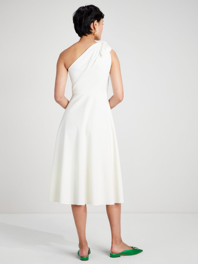 Kate Spade,Twill One-shoulder Dress,Viscose,Lining Cotton,Twill,Cotton,Spandex,Fit & Flare,Bow,Cocktail,Cream