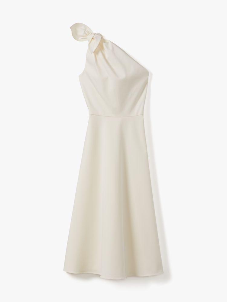 Kate Spade,Twill One-shoulder Dress,Viscose,Lining Cotton,Twill,Cotton,Spandex,Fit & Flare,Bow,Cocktail,Cream