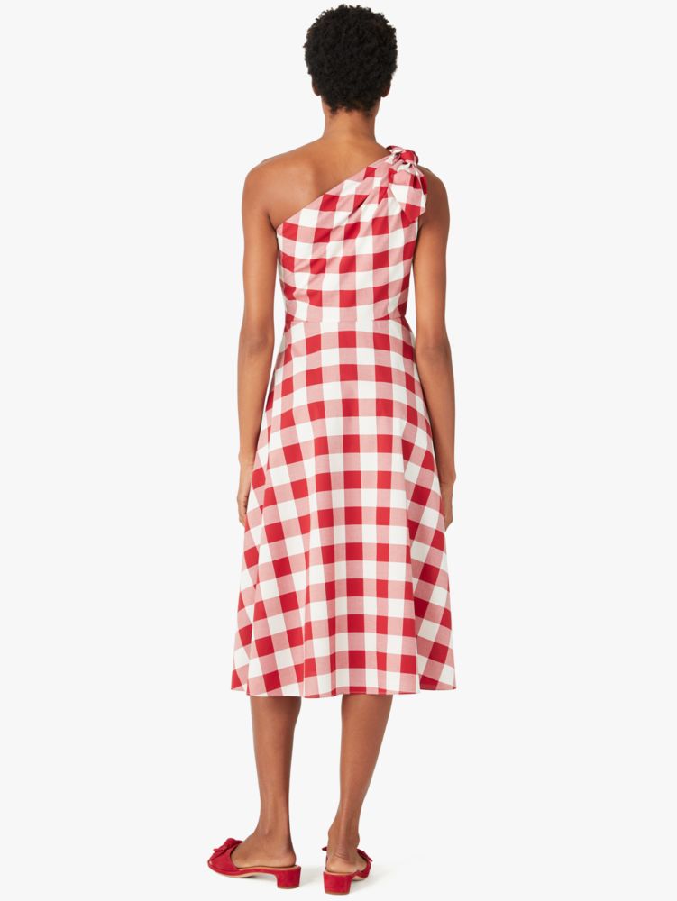 Kate Spade,Gingham One-shoulder Dress,