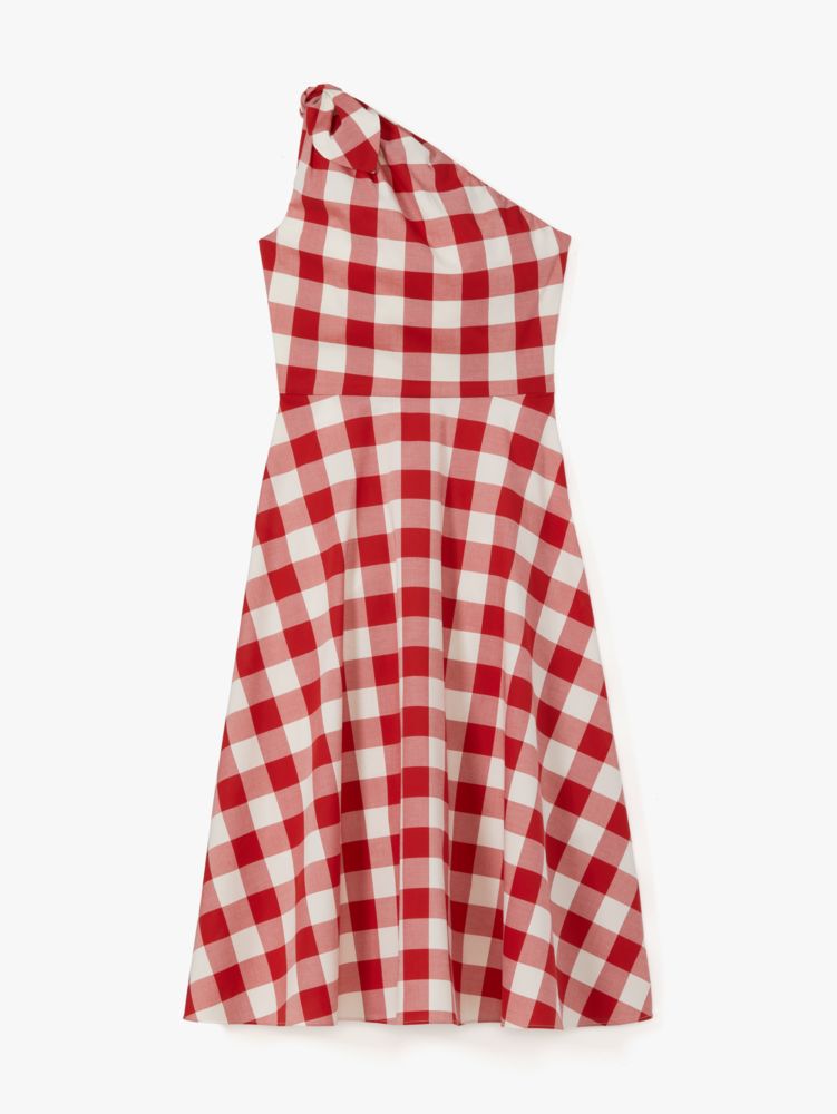 Kate Spade,Gingham One-shoulder Dress,