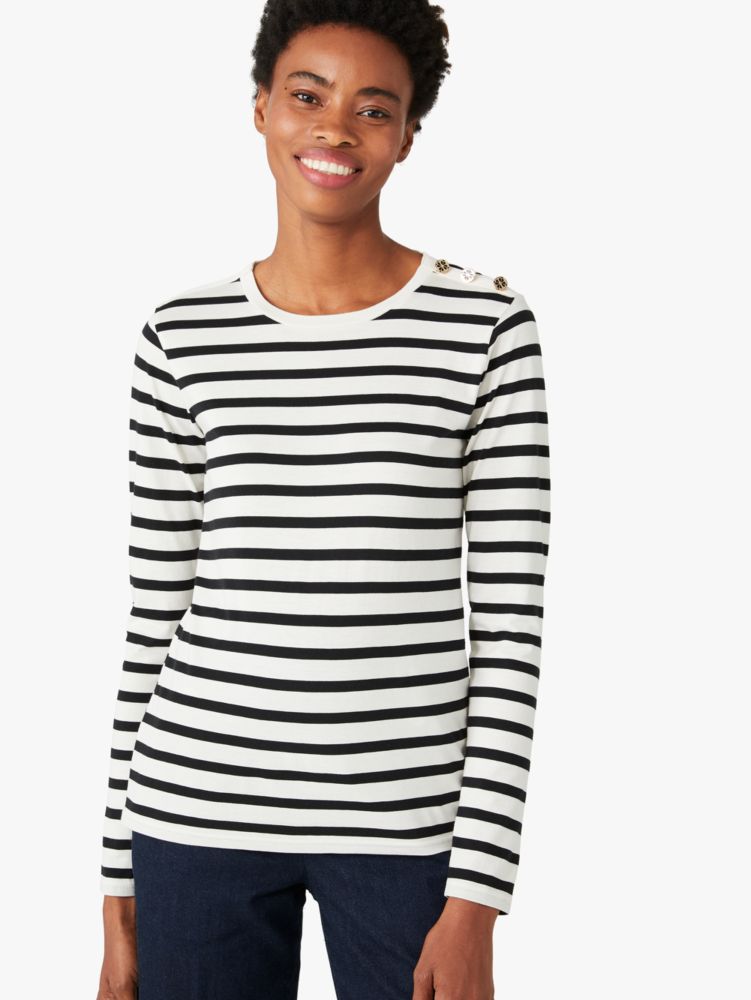 T shirt with shoulder stripes sale