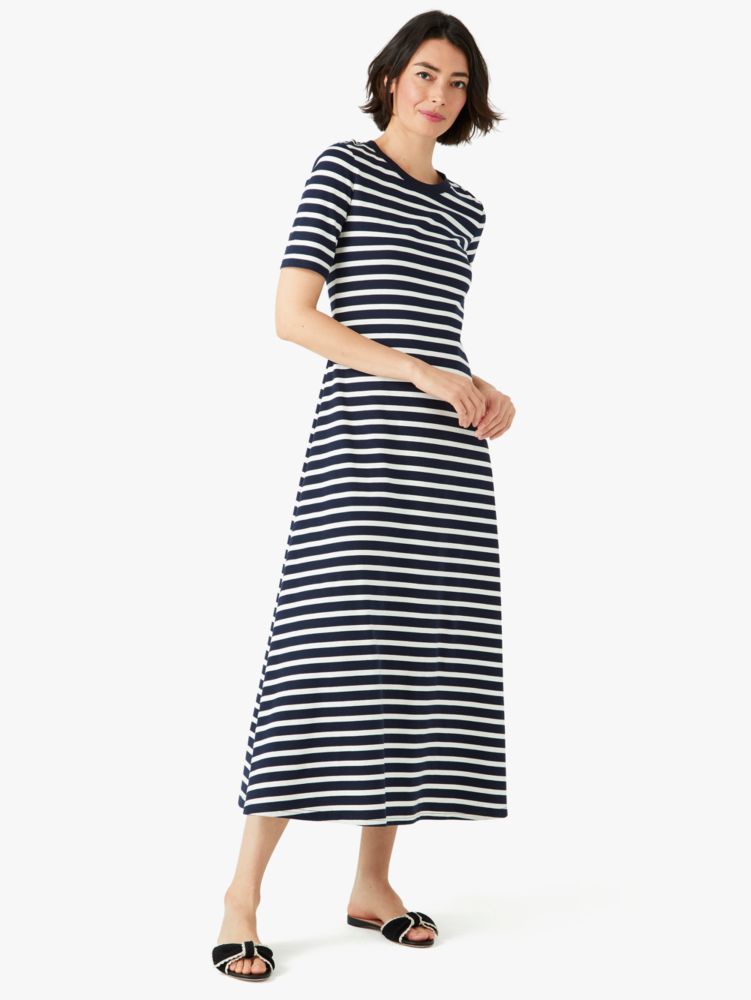 Kate Spade,striped midi dress,dresses & jumpsuits,Rich Navy