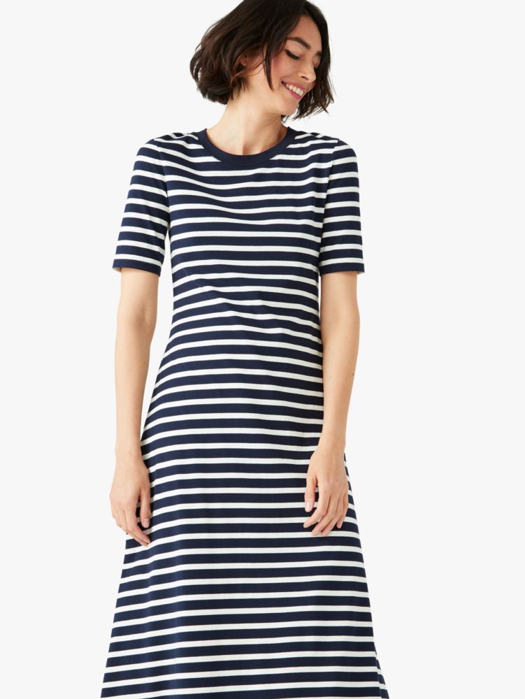 Kate spade stripe hot sale embroidered midi dress