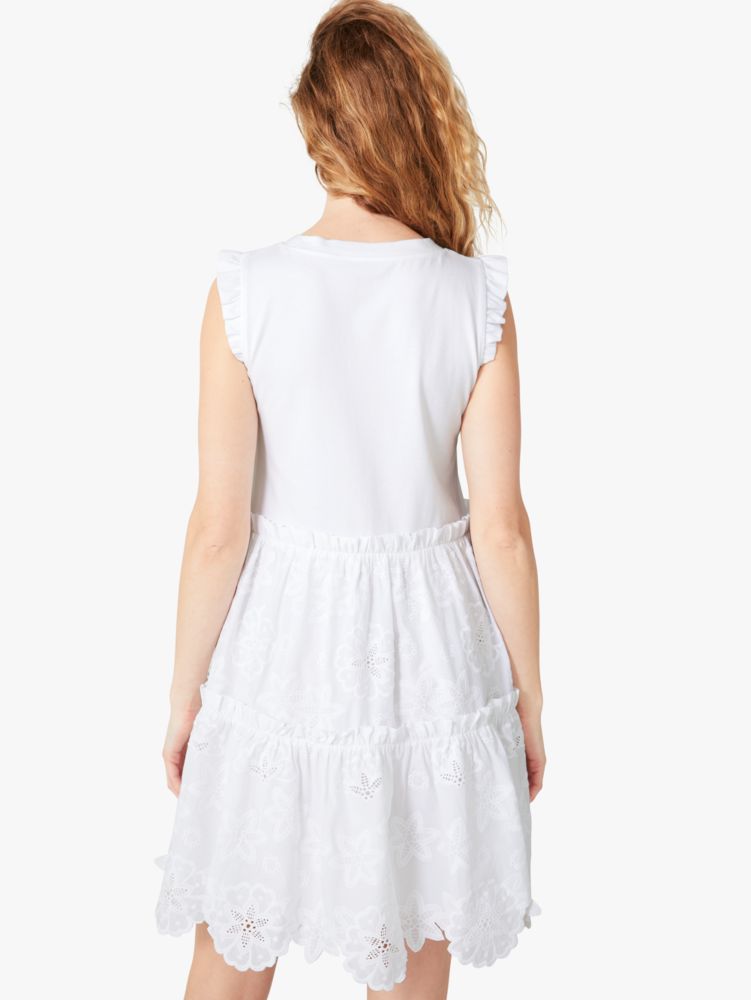 Kate Spade,mixed-media broderie anglaise dress,Fresh White