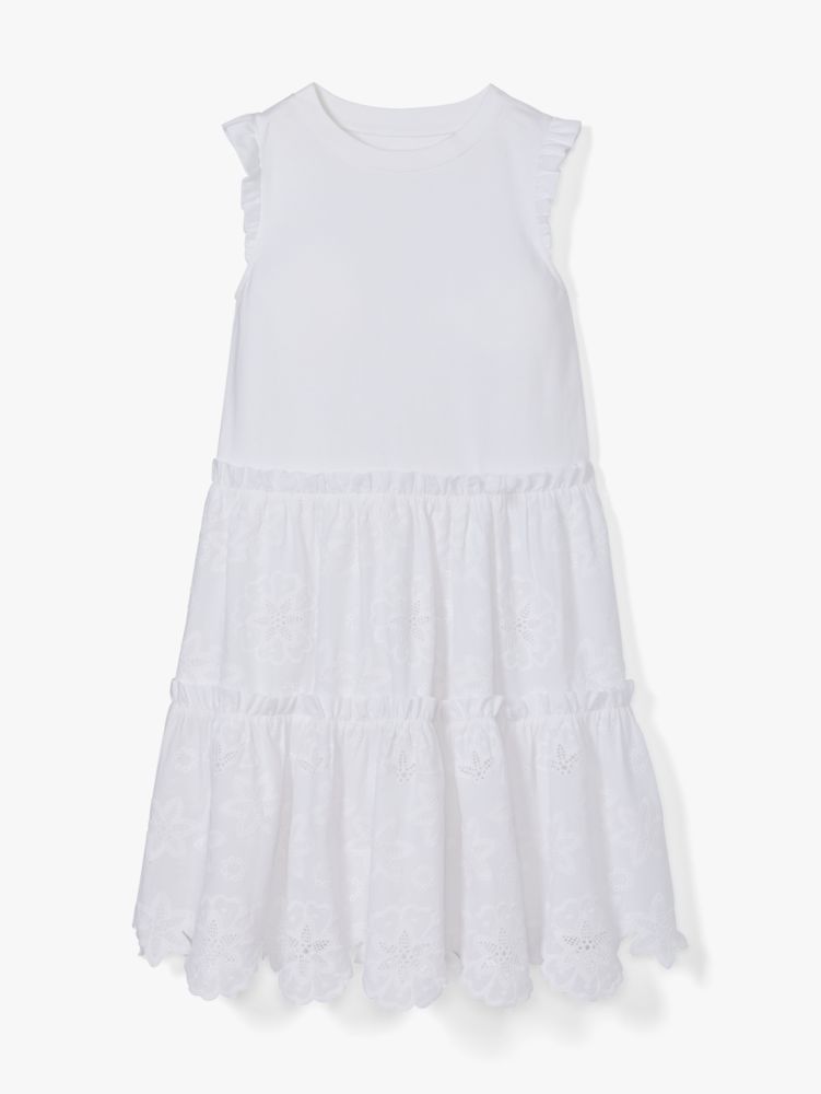 Kate Spade,mixed-media broderie anglaise dress,Fresh White