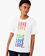 Kate Spade,rainbow love tee,t-shirts & sweatshirts,Fresh White