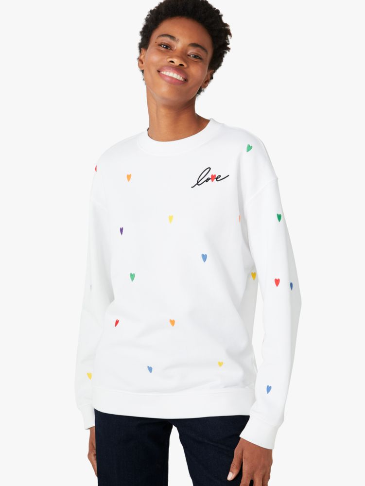 Rainbow Embroidered Hearts Sweatshirt Kate Spade New York