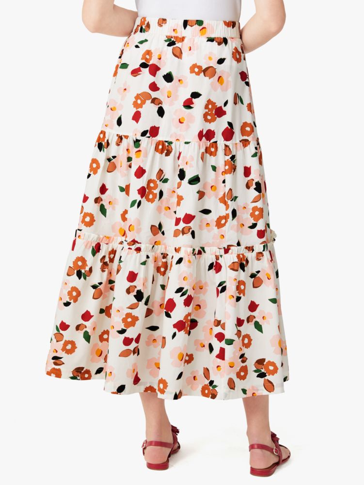 Kate Spade,botanical garden ruffle skirt,skirts,Cream