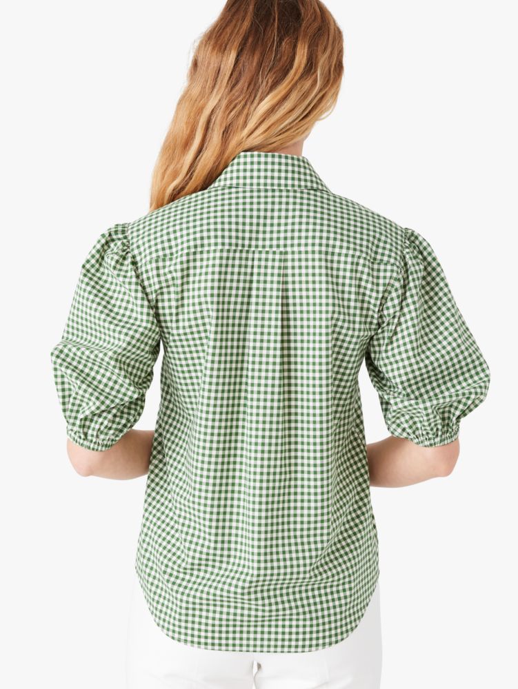 Kate Spade,mini gingham button-front shirt,tops & blouses,Courtyard