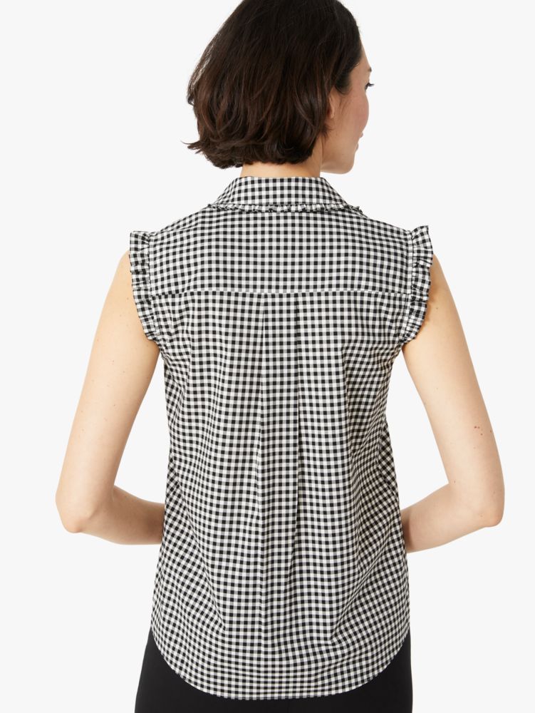 Kate Spade,mini gingham sleeveless top,tops & blouses,