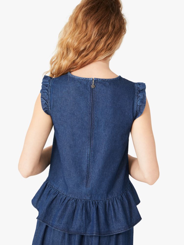 Kate Spade,chambray flounce top,tops & blouses,Blazer Blue