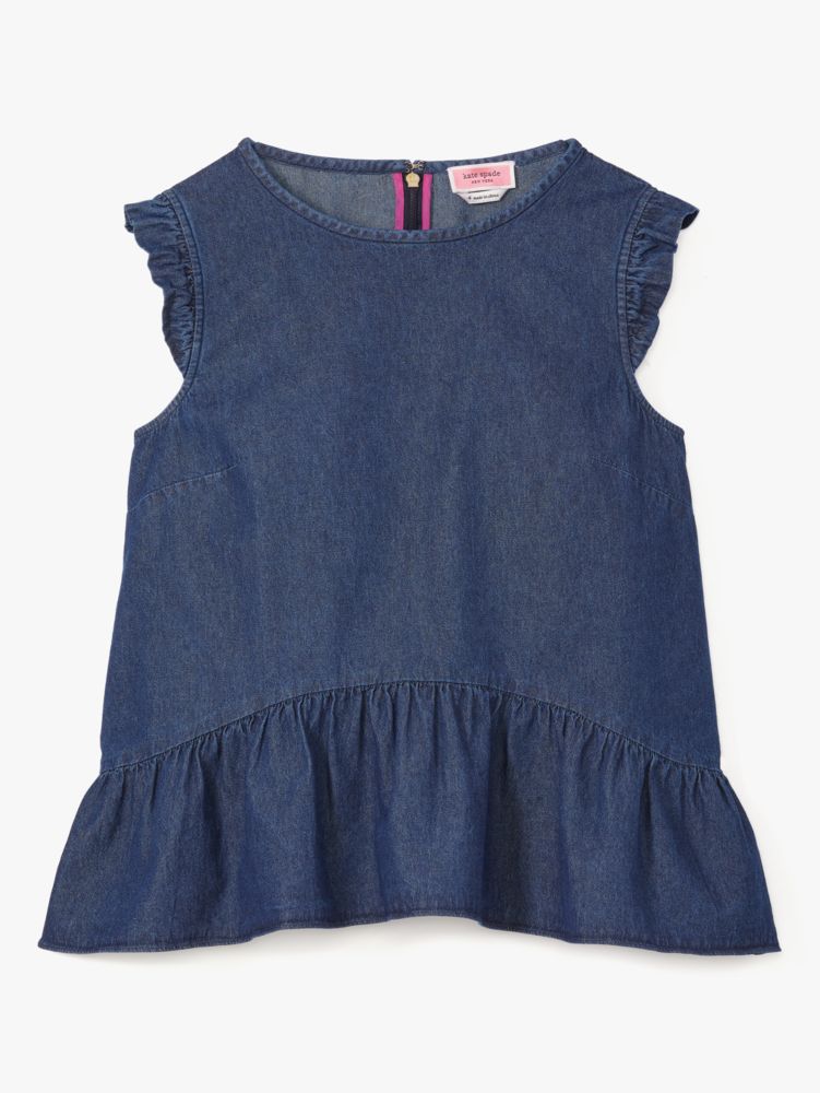 Kate Spade,chambray flounce top,tops & blouses,Blazer Blue